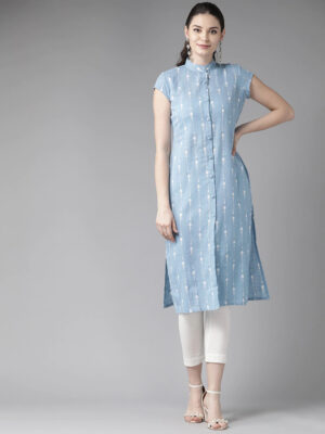 blue cotton kurti for women daily wear ethnic kurta