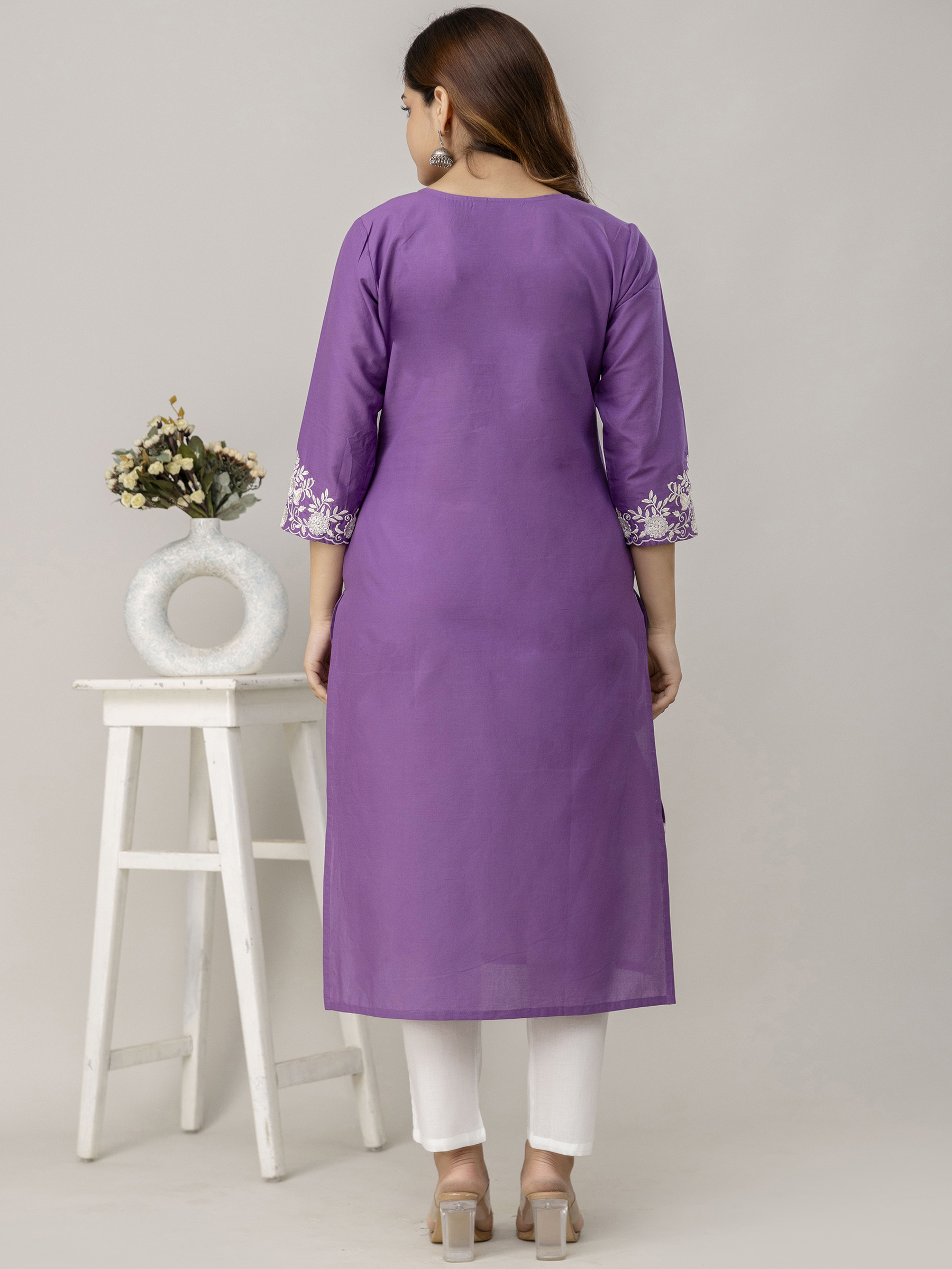 purple kurta pant set for women