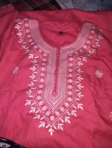 Pink Embroidered Kurta Pant Dupatta Set for Women photo review