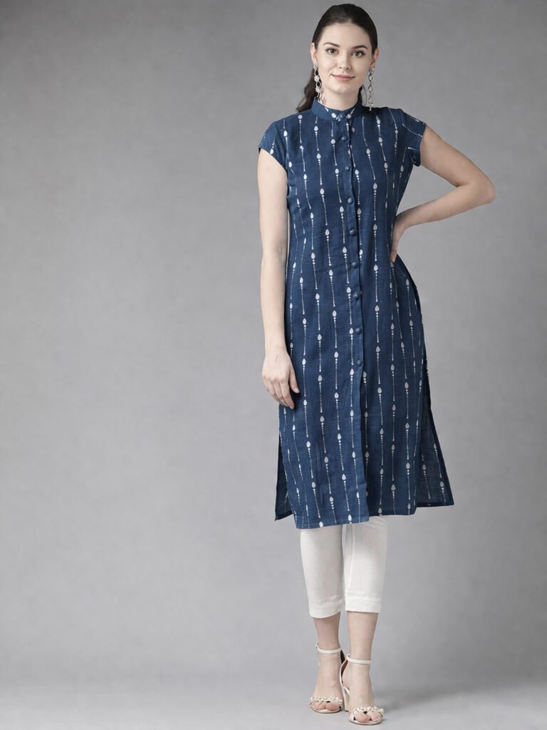 Home navy blue kurta for women