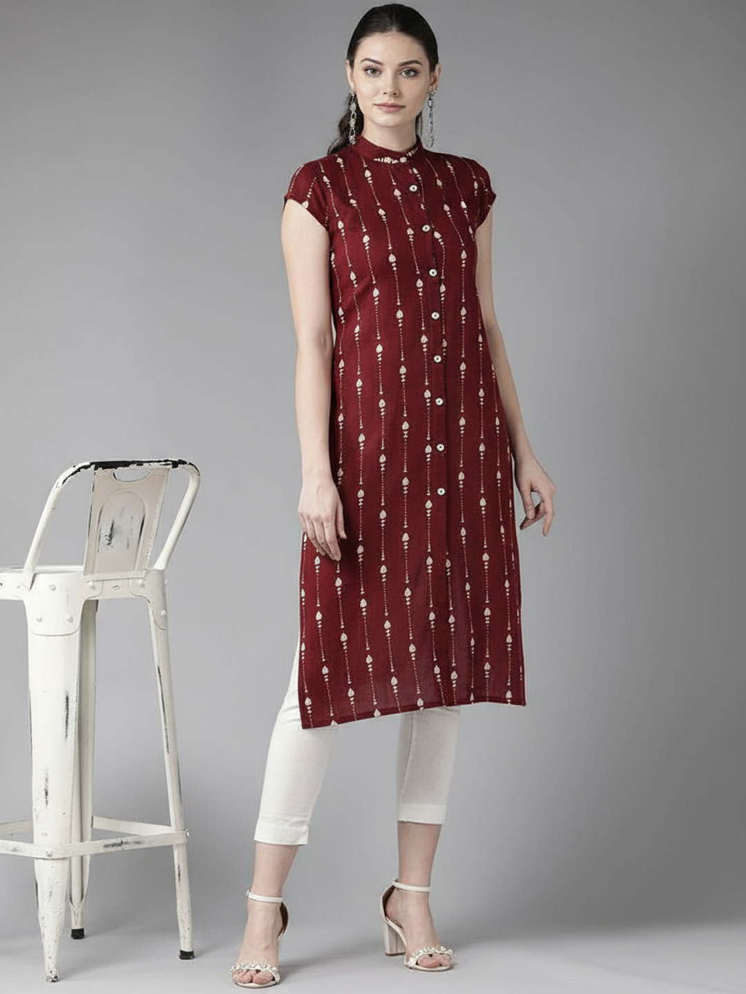 maroon-printed-cotton-straight-kurta